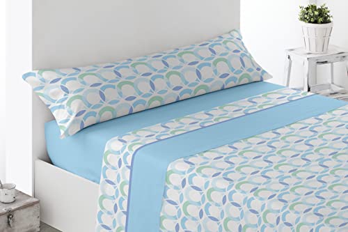 Miracle Home. Acari Pyrenees Thermal Sheet Set (3 Pieces), Adjustable Fitted Sheet, Top Sheet and Pillowcase. Maximum Warmth, Premium Softness and Blue Fit, 135 x 200 cm Bed 135 cm
