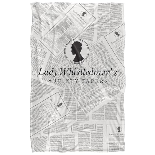 Bridgerton Lady Whistledown Newsprint Super Soft Snuggle Blanket with Silky Touch - 91 x 147 cm