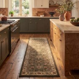 SAFAVIEH Traditional Rug for Living Room, Dining Room, Bedroom - Lyndhurst Collection, Short Pile, in Sage and Ivory, 80 x 180 cm