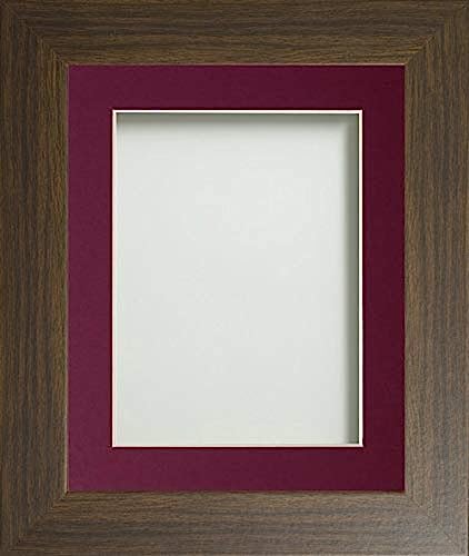 Frame Company Watson Brown Picture Photo Frame fitted with Perspex, A1 with Plum Mount for image size A2
