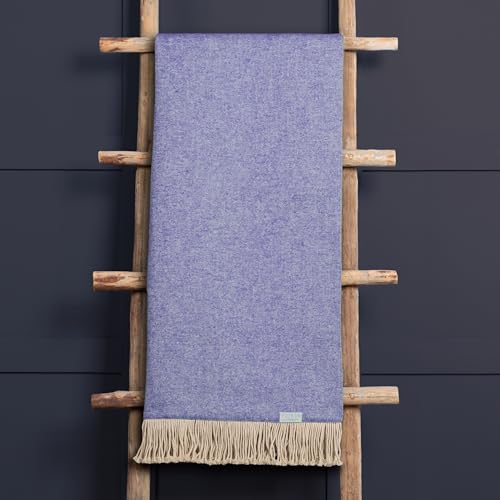 Voyage Maison Selkirk Throw – Colourful Textured Fringed Luxury British Designer (Violet - 200x136cm)