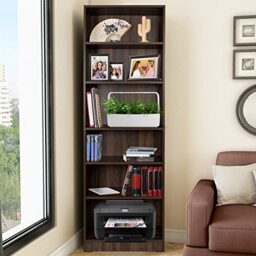 Absolute Deal 6-Tier Tall Bookcase Shelving Display Unit, brown walnut, 60 x 29 x 180 cm, ADLF077