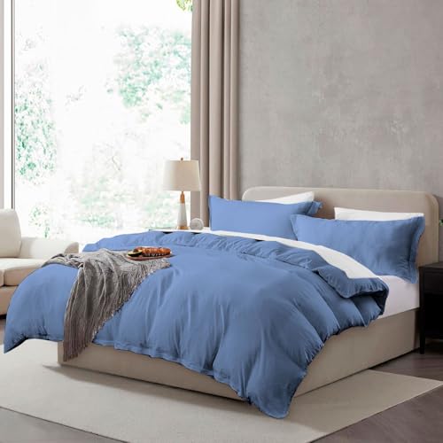Hearth & Harbor King Duvet Cover Set - King Soft Prewashed Calm Blue Duvet Cover, 3 Piece Set with Zipper Closure, 1 Duvet Cover 104x90 inches and 2 Pillow Shams