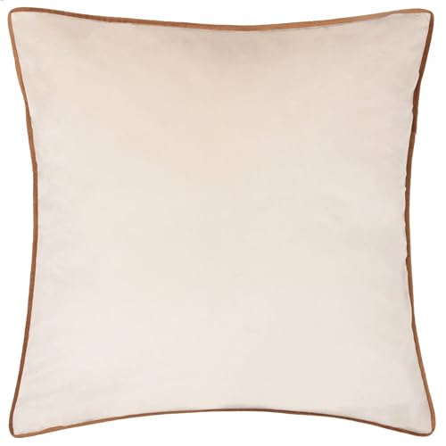 Paoletti Meridian Cushion – Polyester Filled Velvet Piped Luxury Decor (Ecru/Ginger - 55 x 55 cm)