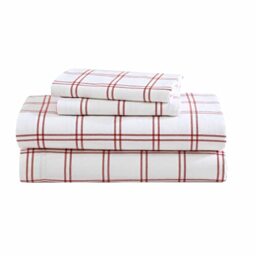 Eddie Bauer- Twin Sheet Set, Cotton Flannel Bedding Set, Brushed for Extra Softness, Cozy Home Décor (Westridge Plaid Orange, Twin)