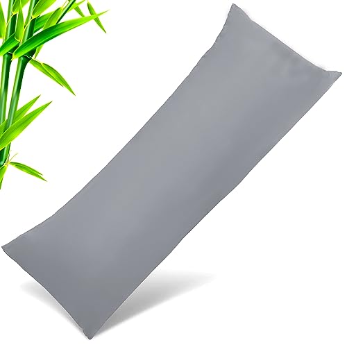 Body Cooling Pillow Cases Cover, Bamboo Rayon Pillowcases with Zipper Closure, Cool & Breathable Pillow Case for Hot Sleepers and Night Sweats, 20x54 inches, Sliver Grey
