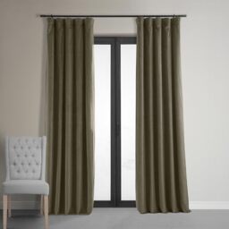 HPD Half Price Drapes Signature Velvet Thermal Blackout Curtains for Living Room 84 Inch Long (1 Panel) Rod Pocket Insulated Blackout Curtains for Bedroom Window Curtains, 50W x 84L, Denver Taupe