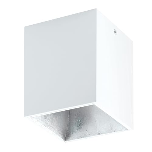 Eglo LED Ceiling Light Polasso, 1-Light Ceiling lamp, Material: Aluminium, Plastic, Colour: White, Silver, Size: 10x10 cm