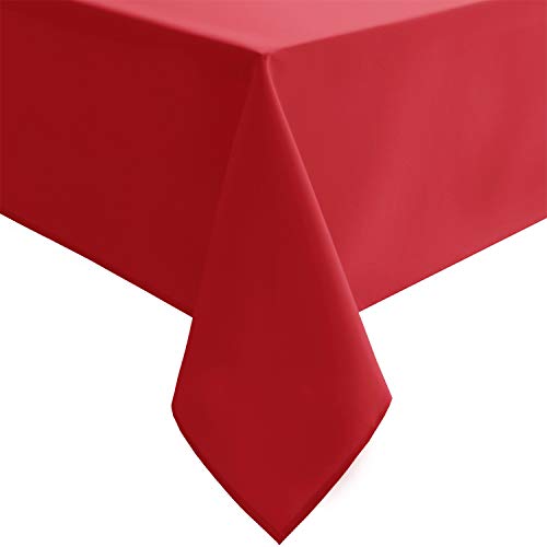 Hiasan Red Tablecloth Rectangle - Wrinkle Resistant and Waterproof Dining Room Washable Christmas Table Cloth, Polyester, 54 x 120 Inch