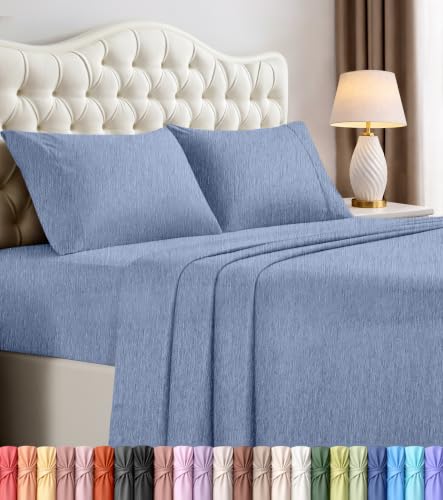 Utopia Bedding California King Size Sheet Set ??? 4 Piece Bed Sheets, Soft and Breathable Microfiber, Includes 1 Fitted Sheet, 1 Flat Sheet and 2 Pillowcases ??? Oeko Tex (Heather Navy)
