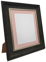 FRAMES BY POST Scandi Vintage Picture Photo Frame, Recycled Plastic, Charcoal Grey with Pink Mount, 9 x 7 Image Size 6 x 4 Inch