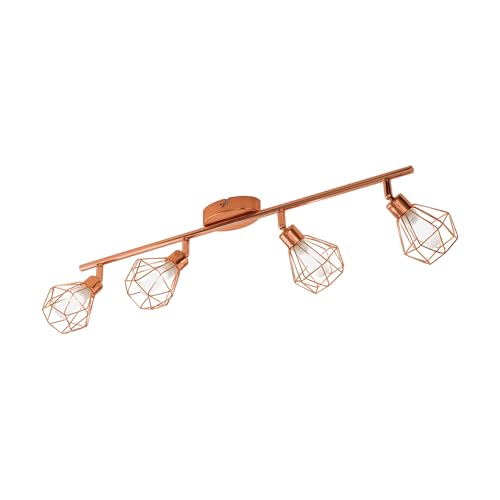 Eglo LED Ceiling Light Zapata, 4-Flame Ceiling lamp, Metal and Frosted Glass Spotlight, Living Room lamp in Copper and White, Hallway Light Including G9 Bulb, Warm White