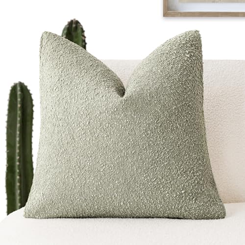 Foindtower Decorative Textured Boucle Throw Pillow Covers, Plain Accent Pillow Covers, Neutral Soft Cozy Sofa Cushion Pad for Chair Couch, Bedroom Living Room Home Decor 18x18 Inch 45 x 45 cm 1 Piece