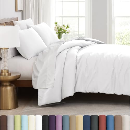Southshore Fine Living, Inc. Oversized California King Duvet Cover Set - White Duvet Cover King Size - Pet Hair Resistant Bedding, Wrinkle Free Microfiber - Zipper Closure, 2 Pillow Shams - White