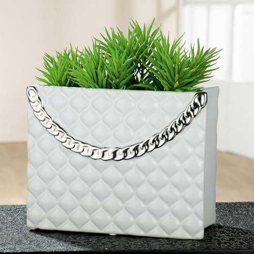 GILDE Decorative Vase White – Decorative Vase Bag Ceramic White – Decoration Gift Birthday Gift – Height 20 cm