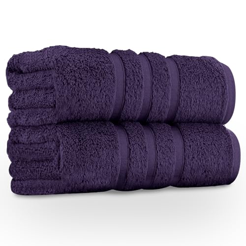 GC GAVENO CAVAILIA 550 GSM Hand Towels - Pack of 2 - Egyptian Cotton Towel - Highly Absorbent & Quick Dry Bathroom Towels Sets - Washable Spa Saloon Gym Towel, Purple