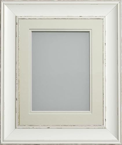 Frame Company Brooke Antique White Photo Frame, Double Ivory Mount, 9x7 for 7x5 inch, fitted with perspex