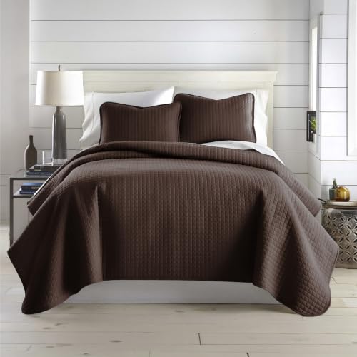 Southshore Fine Living, Inc. Full/Queen Quilt Bedding Set, Comfy Microfiber Coverlet, Queen Size Bedspread, Pet Hair Resistant Bedding, Full Size Bedspread w/2 Shams, Chocolate Brown Quilt