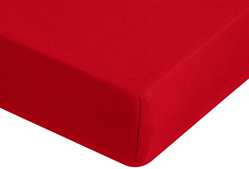 fleuresse Jersey Fitted Sheet 190 x 200 – 200 x 200 cm, Cotton, Bordeaux