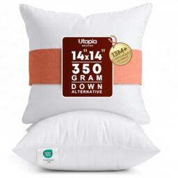 Utopia Bedding Throw Pillows Insert (Pack of 2, White) - 14 x 14 Inches Bed and Couch Pillows - Indoor Decorative Pillows