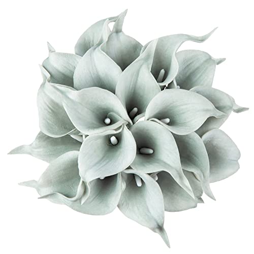 DuHouse 20Pcs Artificial Calla Lily Flower Real Touch Latex Flowers for DIY Wedding Bouquet Party Home Decor (Grey)
