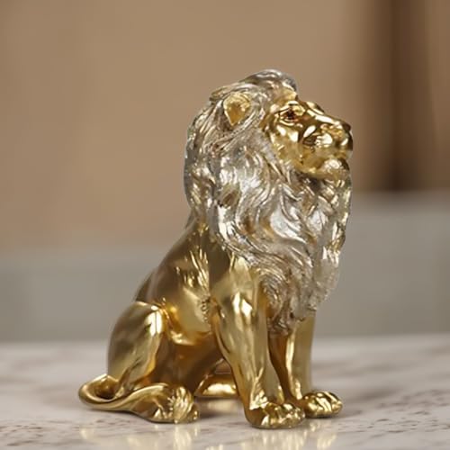 "ICE ARMOR 8"" H Golden Lion Sitting Figurine Statue Sculpture Ornament Decoration Home/Room Decor Ideas for Housewarming, Holidays and Birthdays Great Collectible Addition"