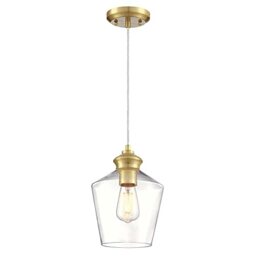 Westinghouse Lighting 6119640 Ramsey Traditional One-Light Indoor Pendant Light, Champagne Brass Finish, Clear Glass