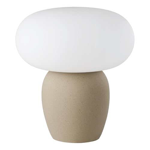 Eglo Table lamp Cahuama, Bedside Light with lampshade, Ceramic Fixture in Brown and White Glass, E27 Socket, 30 cm
