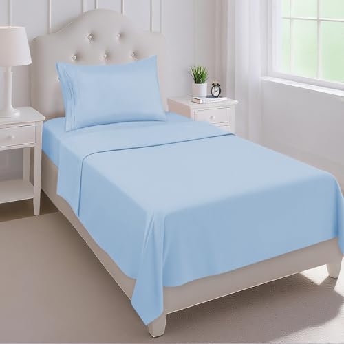Mejoroom Twin Sheet Set - Hotel Collection Twin Sheets - Bedding Sheets & Pillowcases with Deep Pocket Fitted Sheet, Breathable, Wrinkle & Fade Resistant - 3 Piece(Twin,Lake Blue)