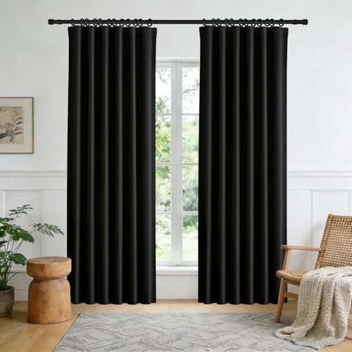 cbsroro Room Divider Blackout Curtain Track Curtains Wall Dividers Panels Screen for Living Rooms Bedroom Office Privacy Partition Separation, W52 ?? L96 Inch,1 Panel, Black
