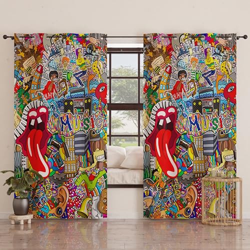 PETTI Artigiani Italiani - Curtain Panels for Interior with Rings 2 Pieces 140 x 280 cm, Blackout Curtain for Bedroom and Living Room, Insulating and Modern, Murals, 100% Made in Italy