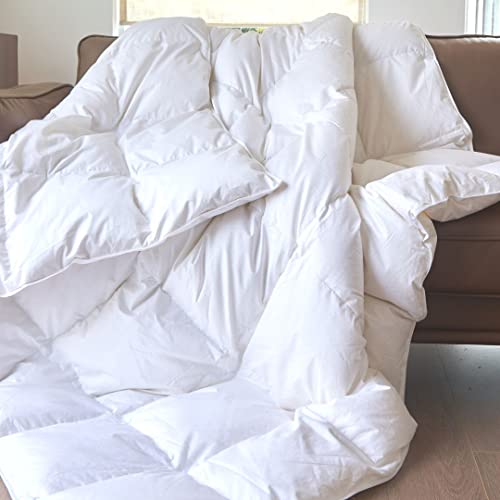 Royal Elite- Goose Feather Down Duvet Insert Queen Size-Made in Canada White Goose Feather Down Comforter-Oeko Tex Cotton Shell with Corner Loops (Premium 15% Goose Down, King)