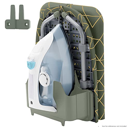 Xabitat Table Top Ironing Board W/Wall Mount - D-Crease - Portable Space Saving Mini Laundry Room Iron Board - Foldable Small Ironing Board with Iron Holder - Green