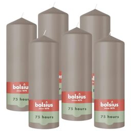 Bolsius - Pillar Candle - Taupe - 20 cm - Burning Time 75 Hours - with Natural Extracts - Natural Plant Wax - Without Palm Oil