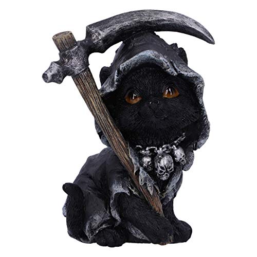 Nemesis Now Amara Grim Reaper Feline Cat Figurine, Black, 10.2cm - Adorable Grim Reaper Cat Collectible with Mini Scythe
