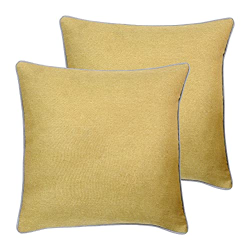 Paoletti Bellucci Polyester Filled Cushions (Twin Pack), Polyester, Ochre/Light Grey