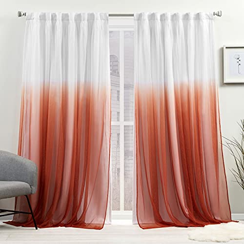 "Exclusive Home Crescendo Lined Room Darkening Blackout Hidden Tab Top Curtain Panel Pair, 52""x108"", Mecca Orange, Set of 2"