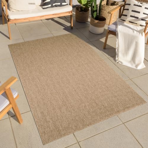Atout Ciel Seagrass Effect Indoor Outdoor Rug, 160 x 230 cm, Beige