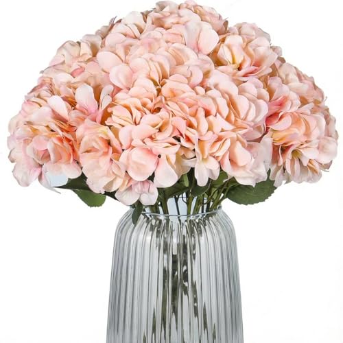 Blooming Paradise 2Bouquets Artificial Fake Flowers Silk Hydrangea Arrangements Wedding Bouquets Decorations Plastic Floral Home Kitchen Garden Party Festival Bar DIY (Light Pink)