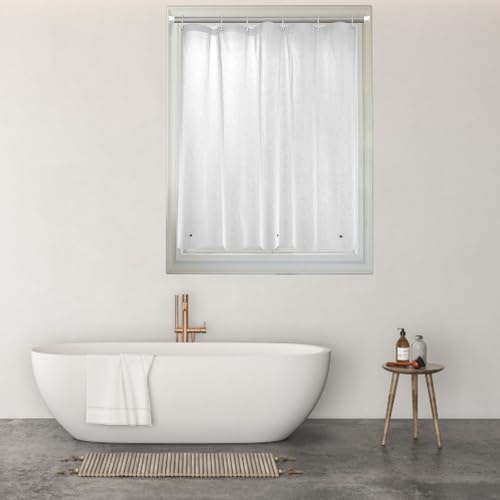 Tonnali 40x36 Shower Window Curtain Waterproof for Bathroom Window, Frosted EVA Plastic Heavy Duty Vinyl Small Shower Curtain 40W x 36H, Silky Frost
