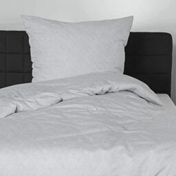 Bierbaum Bed Linen 3292, Satin Basic, Designed in Germany, Silver 03, Herringbone Pattern, 135 x 200 cm + 80 x 80 cm