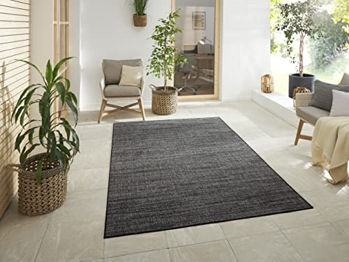 Elle Decoration Indoor and Outdoor Mèlange - Flat Weave Reversible Rug Modern Design Mottled Robust Easy Care Waterproof Balcony Patio Garden Living Room Office Bedroom Night Silver, 80 x 150 cm