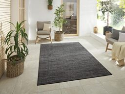 Elle Decoration Indoor and Outdoor Mèlange - Flat Weave Reversible Rug Modern Design Mottled Robust Easy Care Waterproof Balcony Patio Garden Living Room Office Bedroom Night Silver, 80 x 150 cm