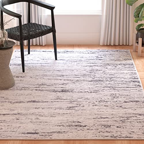 Safavieh Modern Rug for Living Room, Dining Room, Bedroom - Amelia Collection, Short Pile, in Grey and Navy, 91 X 91 cm