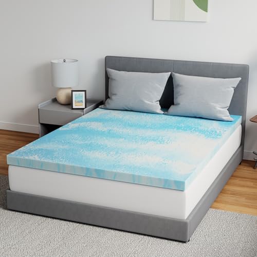 Novilla Memory Foam Mattress Topper King - 2 Inch Cooling Gel Infused Memory Foam - Slow-Rebound Pressure Relief - CertiPUR Certified - Comfort for Sleeper Sofa, RV, Camper, Dorm Room