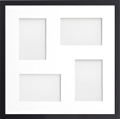 Allington Range 40x40-cm Black Picture Photo Frame with White 4-Aperture Mount for Image Size 6x4-inch (Mix)