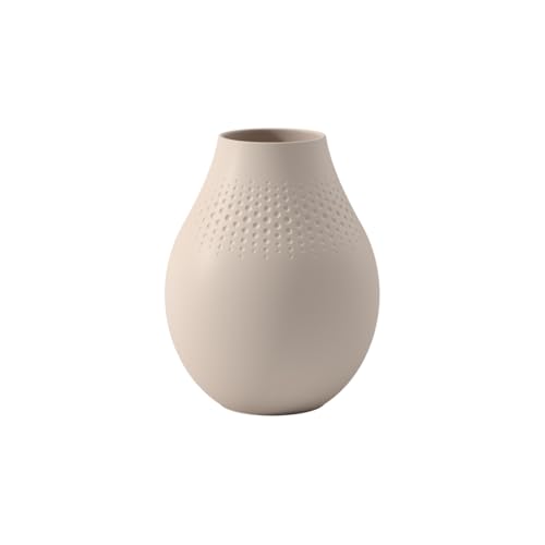 Villeroy & Boch - Manufacture Collier Sand, Tall vase Perle, 20 cm, Premium Porcelain, Beige