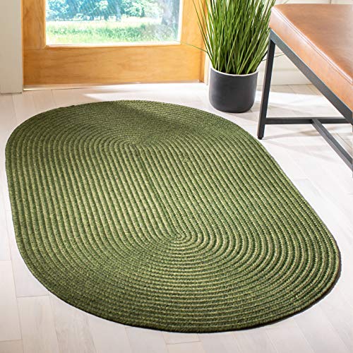 Safavieh Contemporary Rug Living Room, Dining Room, Bedroom - Machine Washable and Reversable - Braided Collection, Short Pile, in Green, 90 x 150 cm