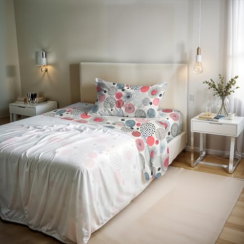 River Cotton Single Bed Sheet Set, Made in Italy – Complete Bed Set, Fitted Sheet, Top Sheet 90 x 200 cm and Pillowcase with Inner Flap (Single, Elba)