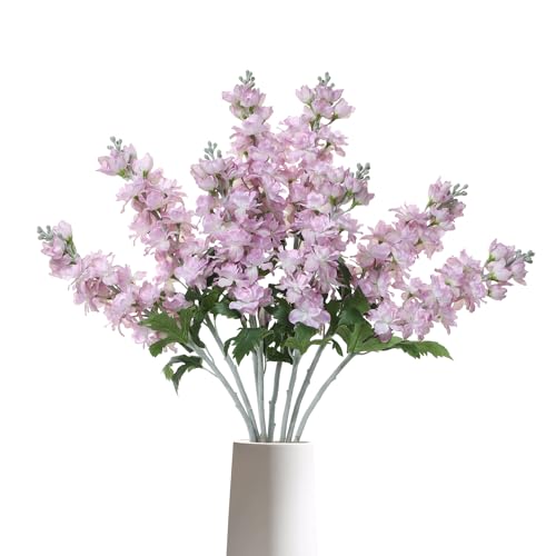 DuHouse 5PCS Delphinium Artificial Flowers Larkspur Silk Flowers Fake Snapdragon Flowers for Centerpiece Party Home Kitchen Table Wedding Decor(Pink)